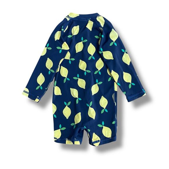 Hanna Andersson Lemon Print Zip Rashguard Swimsuit 18–24M UPF 50+ One Piece - Picture 9 of 11